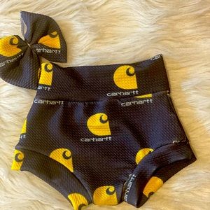 Handmade carhartt bummies with matching bow